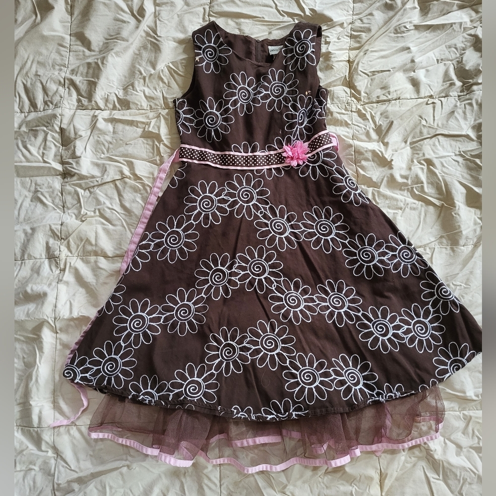 Rare Editions brown floral dress size 10 - Slight bleach damage